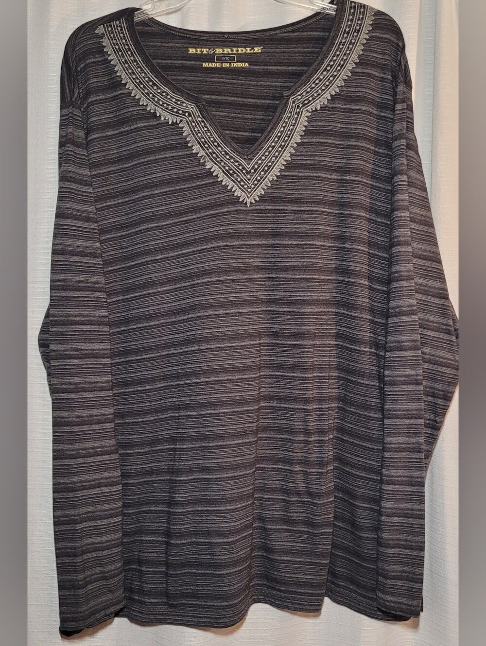 Bit & Bridle Striped V-Neck Long Sleeve Tee
